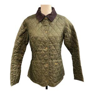 Barbour Womens 6 Annandale Quilted Jacket  Olive British Classic Cordury Collar